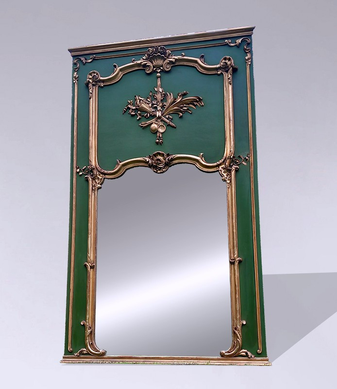 Grand miroir de cheminée ou trumeau Louis XV transition