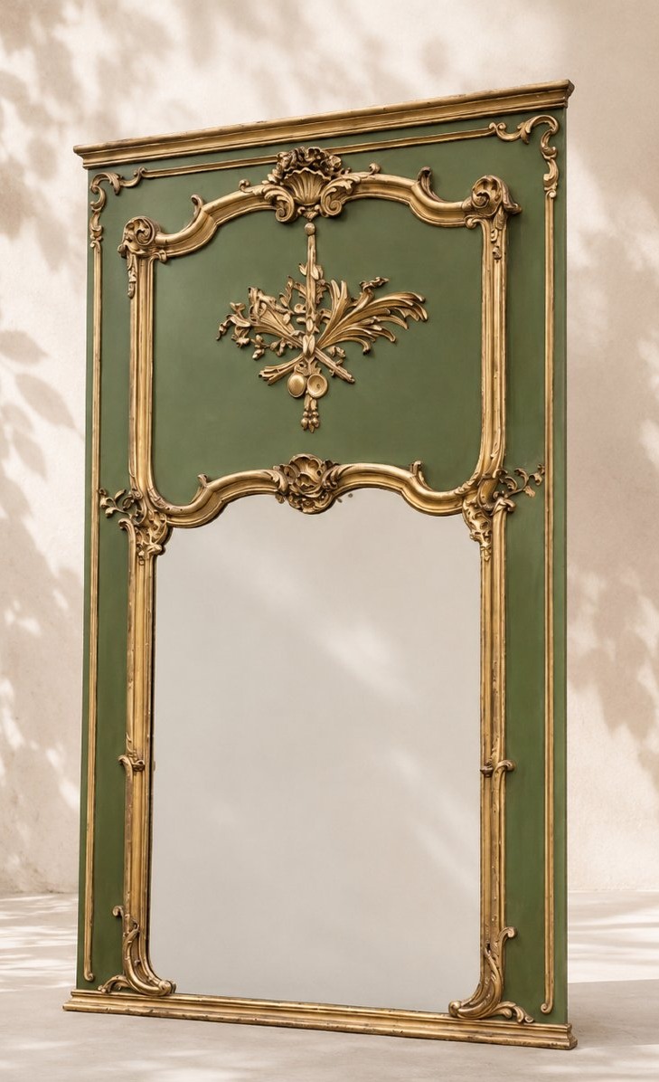 Large Louis XV Transitional Fireplace Mirror Or Trumeau