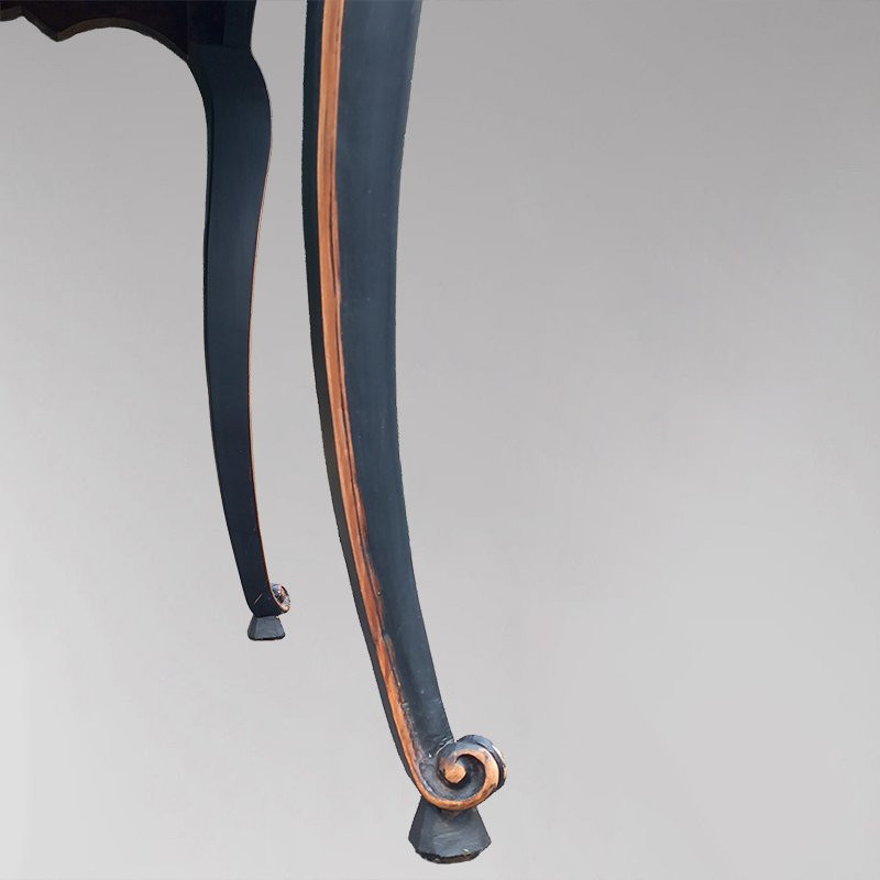 Console Or Small Louis XV Writing Table In Black Patinated Wood-photo-1