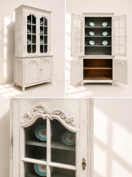 buffet deux corps Louis XV en sapin patiné – Époque XVIIIᵉ – Nord de la France-photo-1