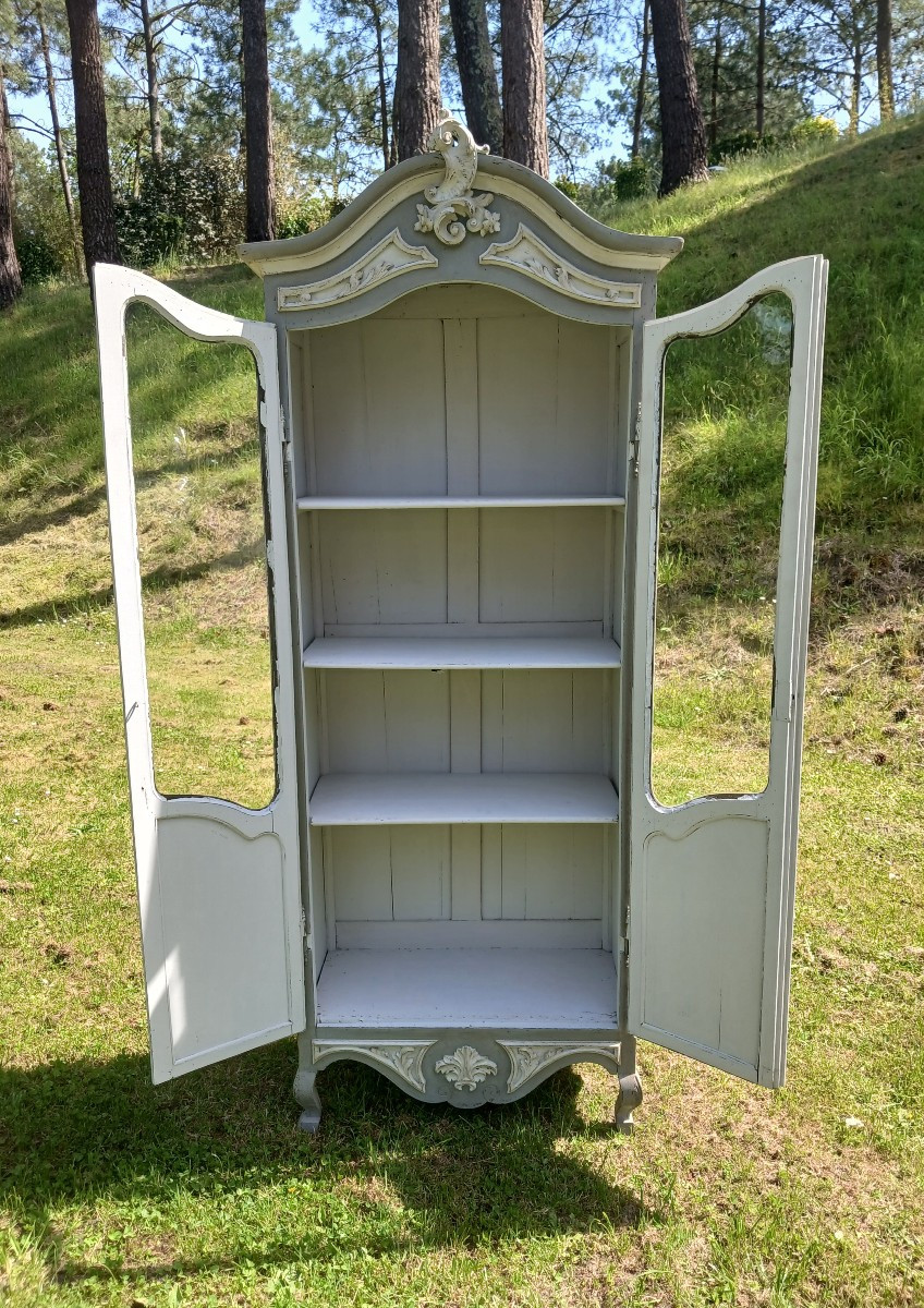 Small Bookcase In Grey Patinated Wood-photo-3