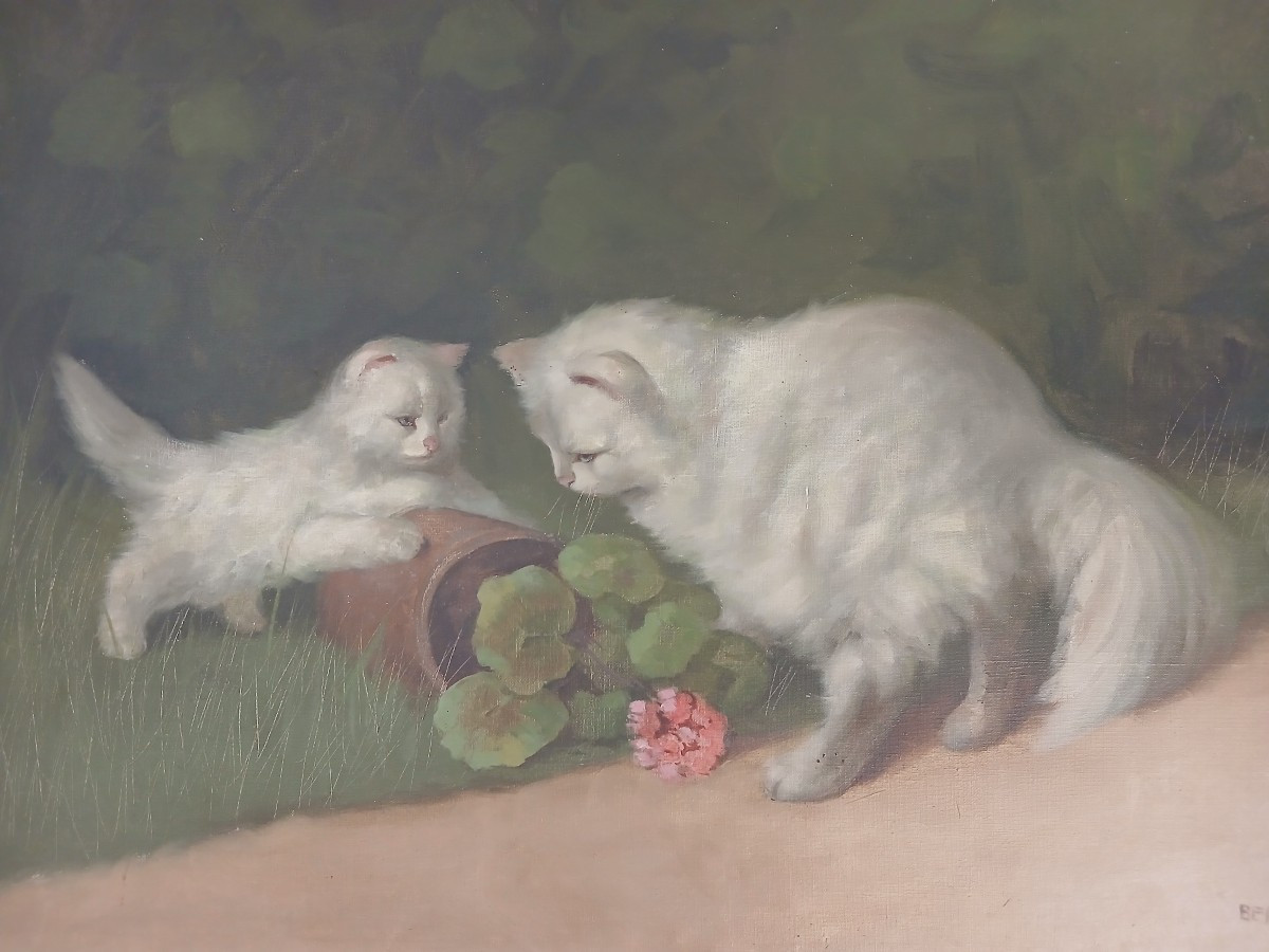 Painting On Canvas Of A Kitten And A Persian Cat-photo-2