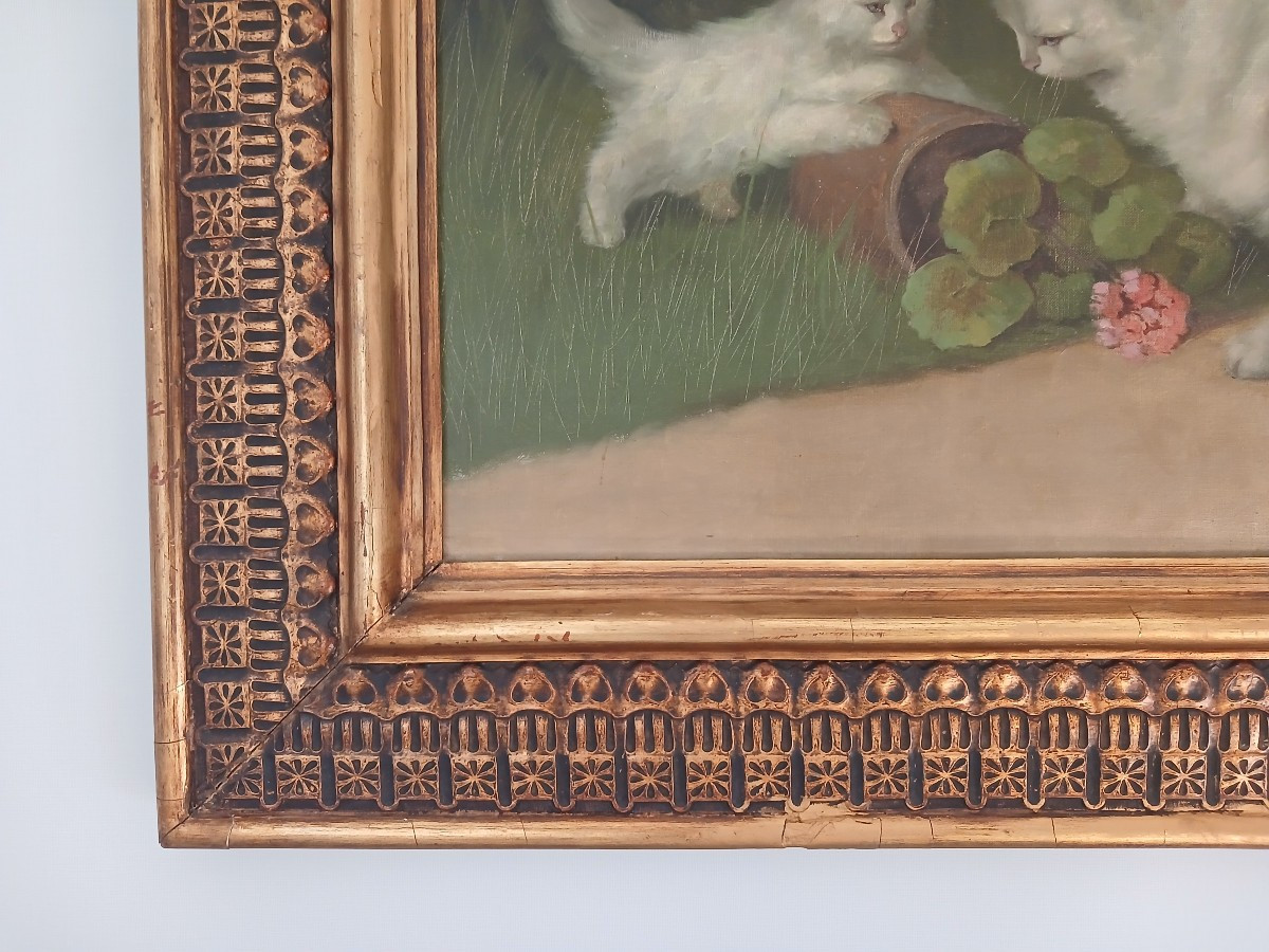 Painting On Canvas Of A Kitten And A Persian Cat-photo-1