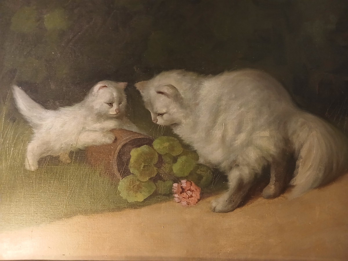 Painting On Canvas Of A Kitten And A Persian Cat-photo-2