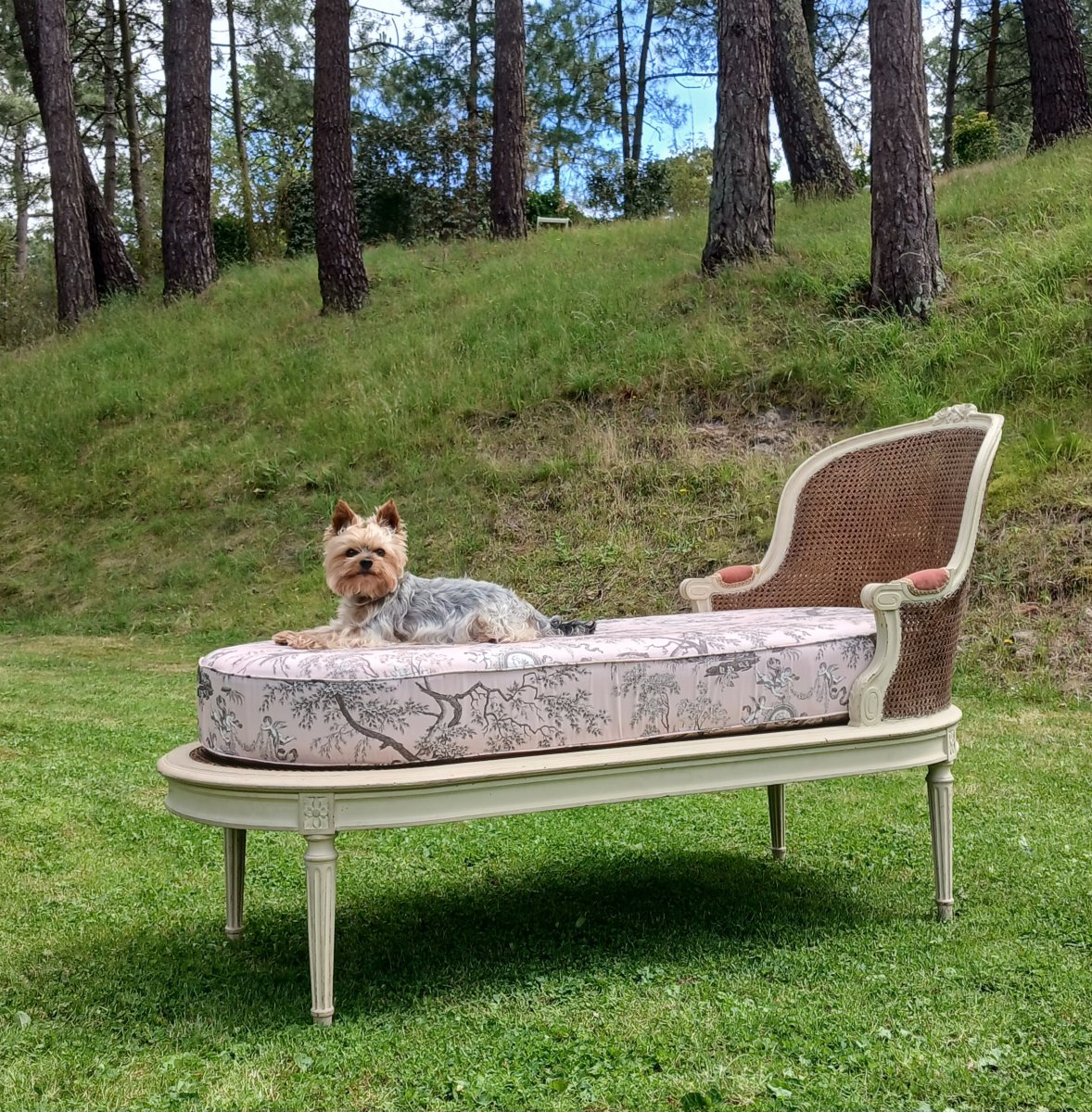 19th-century Louis XVI-style Chaise Longue 
