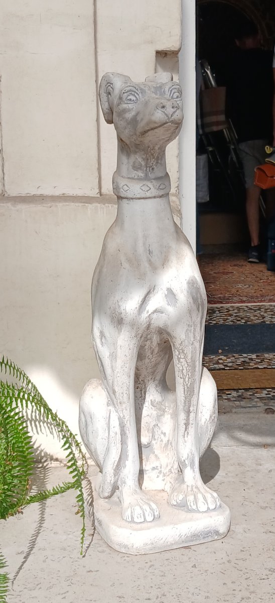 An Elegant Pair Of Cement Greyhounds-photo-2