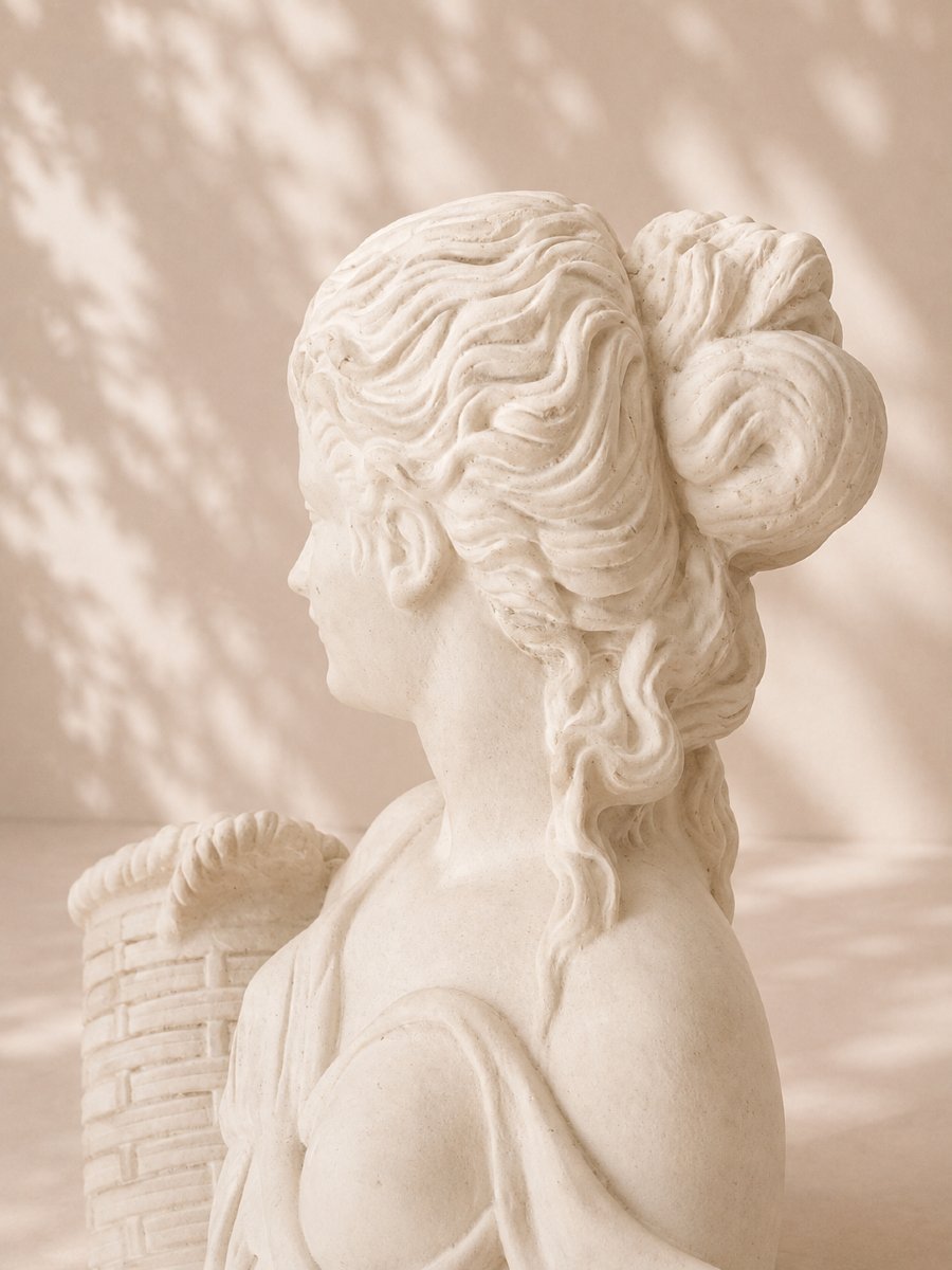 Large Garden Statue – Woman With Baskets On A Pedestal-photo-3