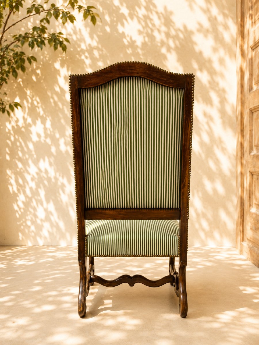 Large Pair Of Louis XIII-style Armchairs In Carved Walnut – Restored Upholstery-photo-3