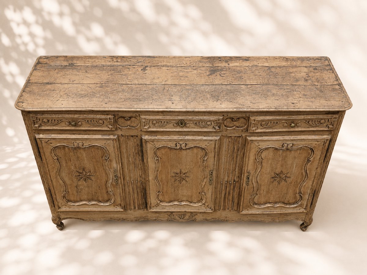 Buffet trois portes en chêne sculpté  fin XVIIIe siècle-photo-2