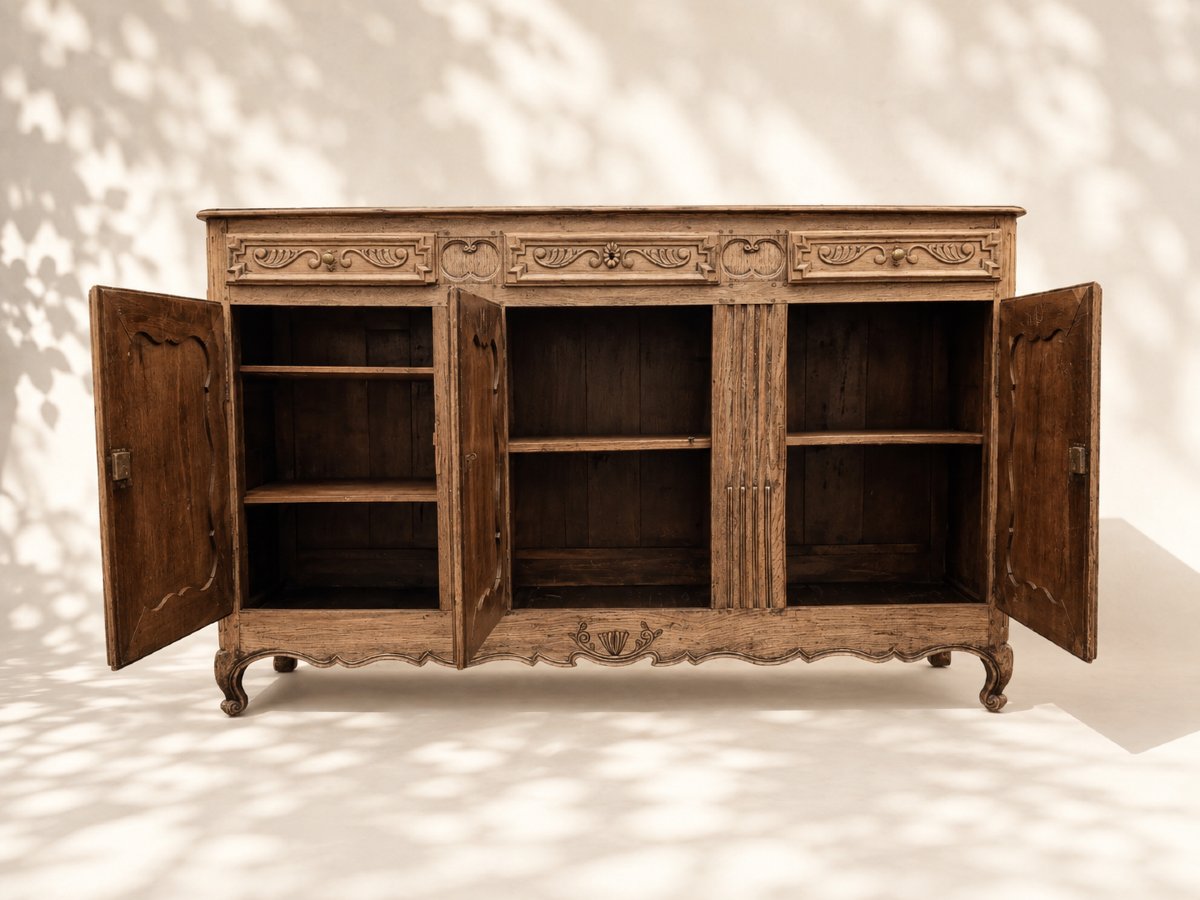 Buffet trois portes en chêne sculpté  fin XVIIIe siècle-photo-1