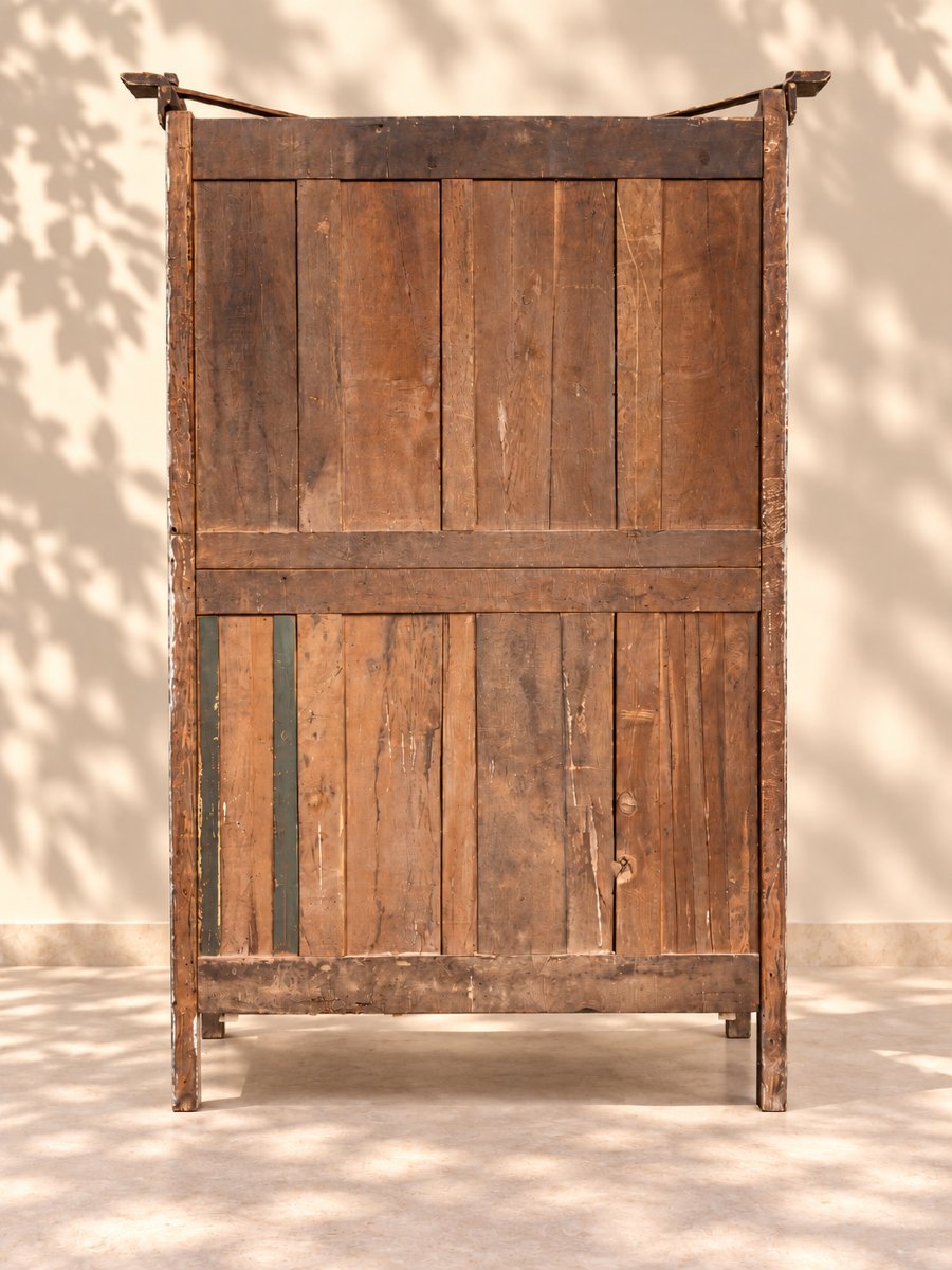 Armoire normande du XIXe siècle – riche décor sculpté – patine gris bleuté-photo-3