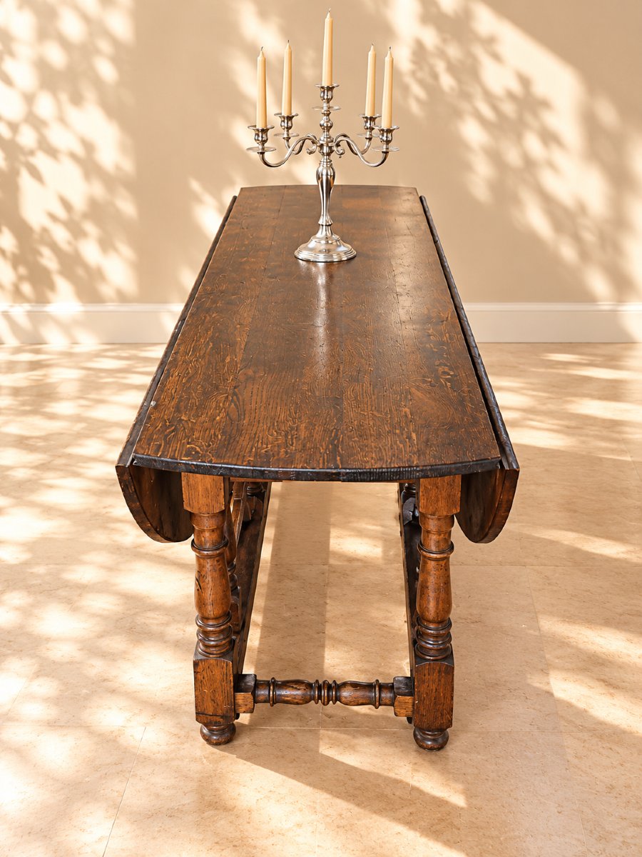 Table Gateleg en chêne du XIXe siècle – Deux abattants et un tiroir-photo-2
