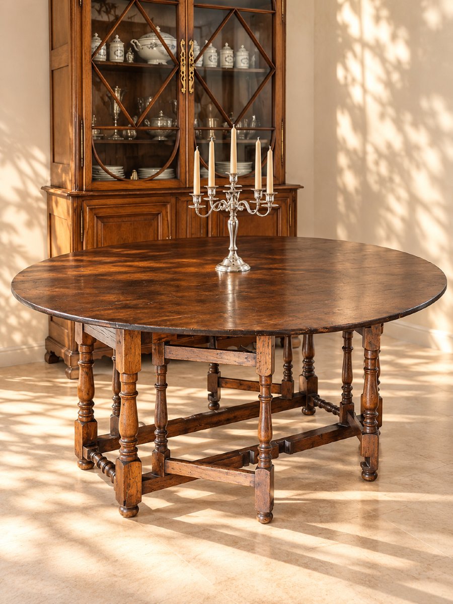 Table Gateleg en chêne du XIXe siècle – Deux abattants et un tiroir
