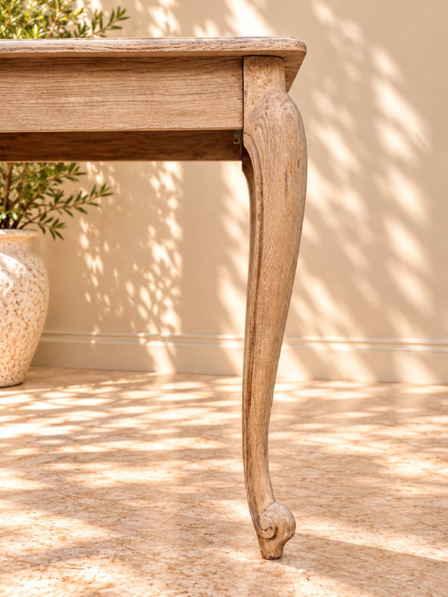 Grande Console En Chêne Naturel De Style Louis XV – Début XXe Siècle – 175 cm-photo-4