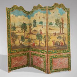 Canvas Screen With Hunting Scene Decor