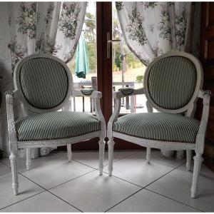 Pair Of Louis XVI Style Cabriolet Armchairs 