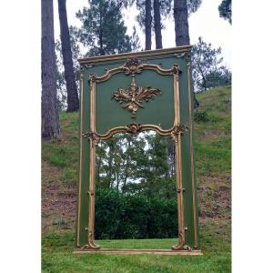 Grand miroir de cheminée ou trumeau Louis XV transition