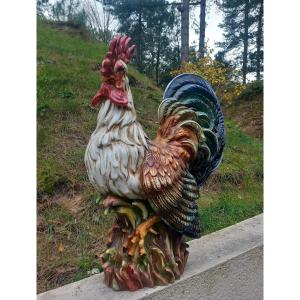 Coq en faïence polychrome 