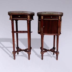 Pair Of Louis XVI Style Bedside Tables Stamped By The Jeanselme Company