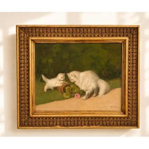 Painting On Canvas Of A Kitten And A Persian Cat