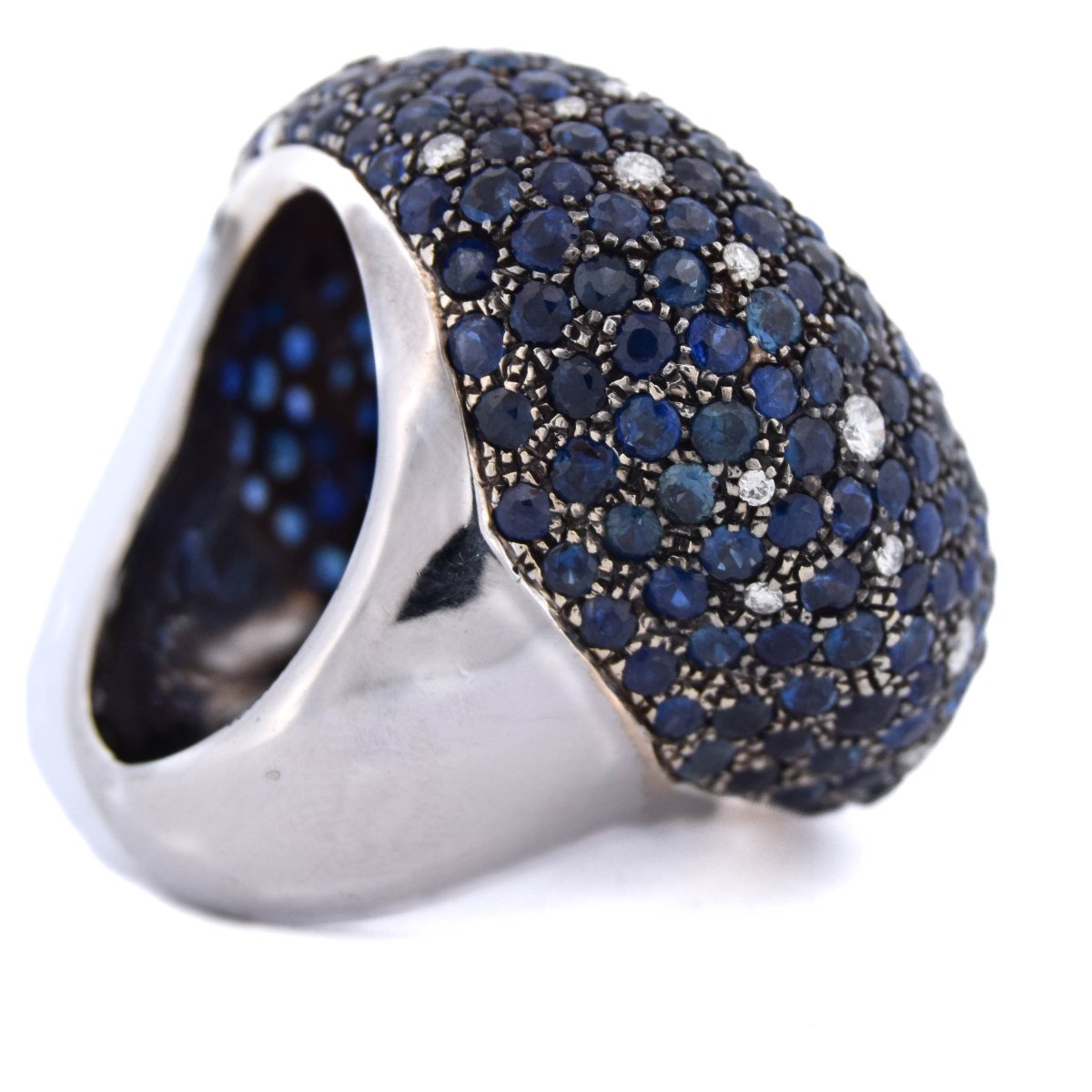 Importante bague cocktail en or 18 kt avec aigue-marine, saphirs et diamants AN329 (00649)-photo-3