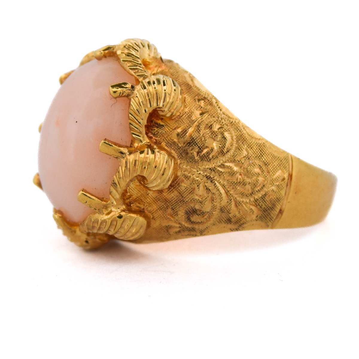 Bague rétro en or 18 kt avec corail – Années 1950      AN255 112-278 (0799)-photo-2