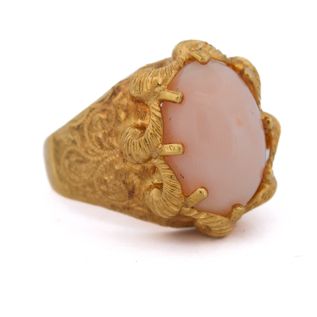 Bague rétro en or 18 kt avec corail – Années 1950      AN255 112-278 (0799)-photo-4