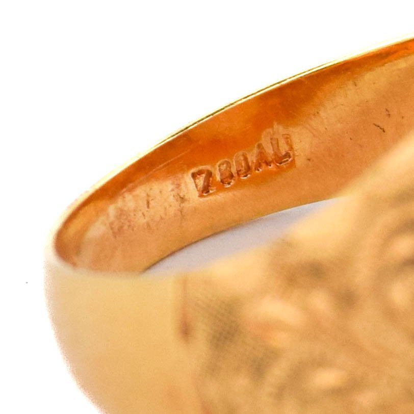 Bague rétro en or 18 kt avec corail – Années 1950      AN255 112-278 (0799)-photo-2