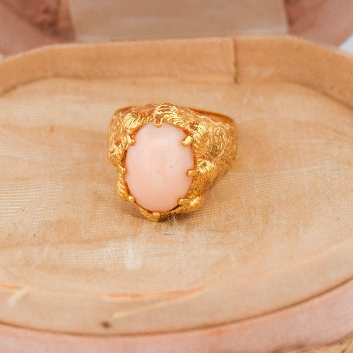 Bague rétro en or 18 kt avec corail – Années 1950      AN255 112-278 (0799)-photo-3