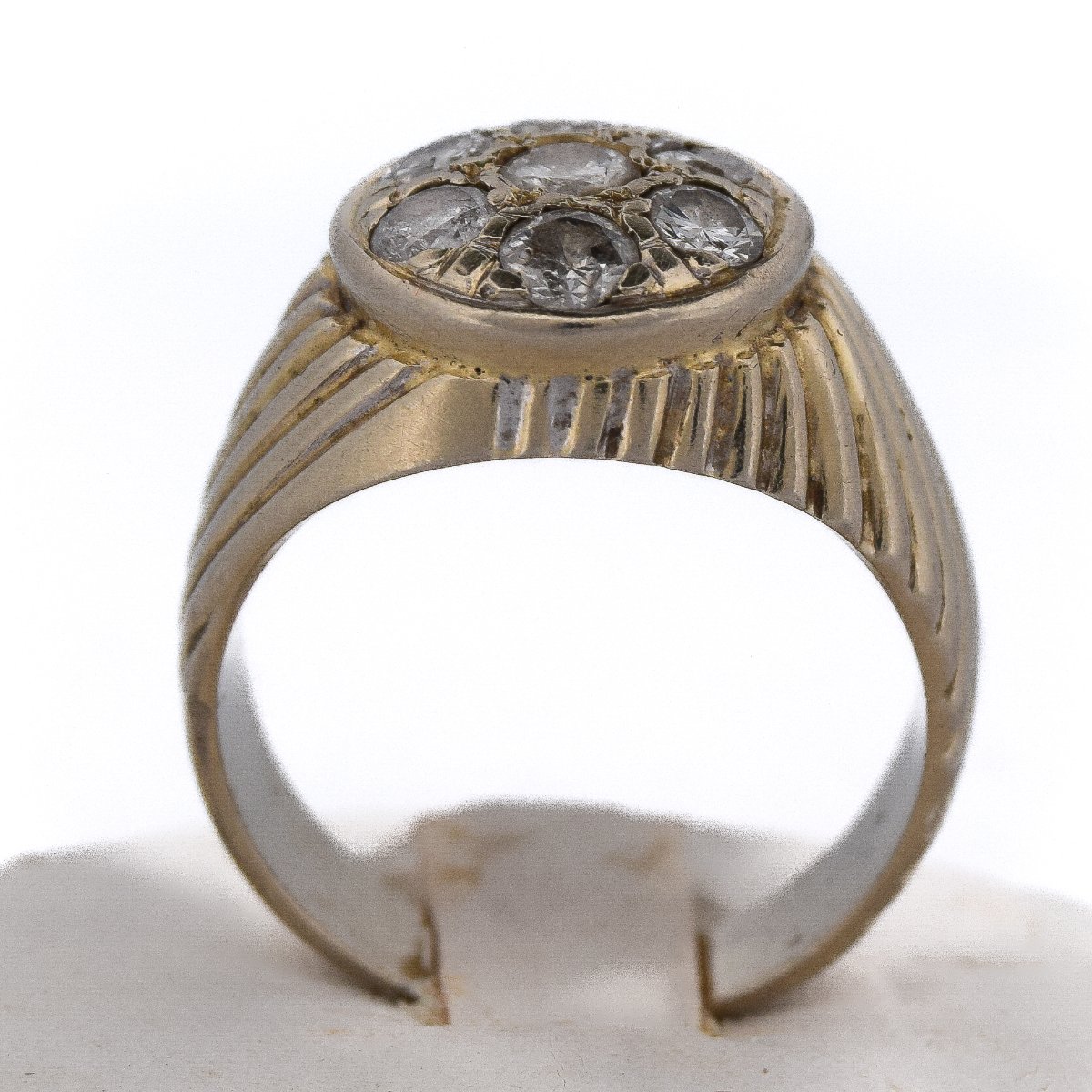 Vintage Diamond Cluster Ring In 18k Gold – Bold Floral Design       An326 (00719)-photo-3