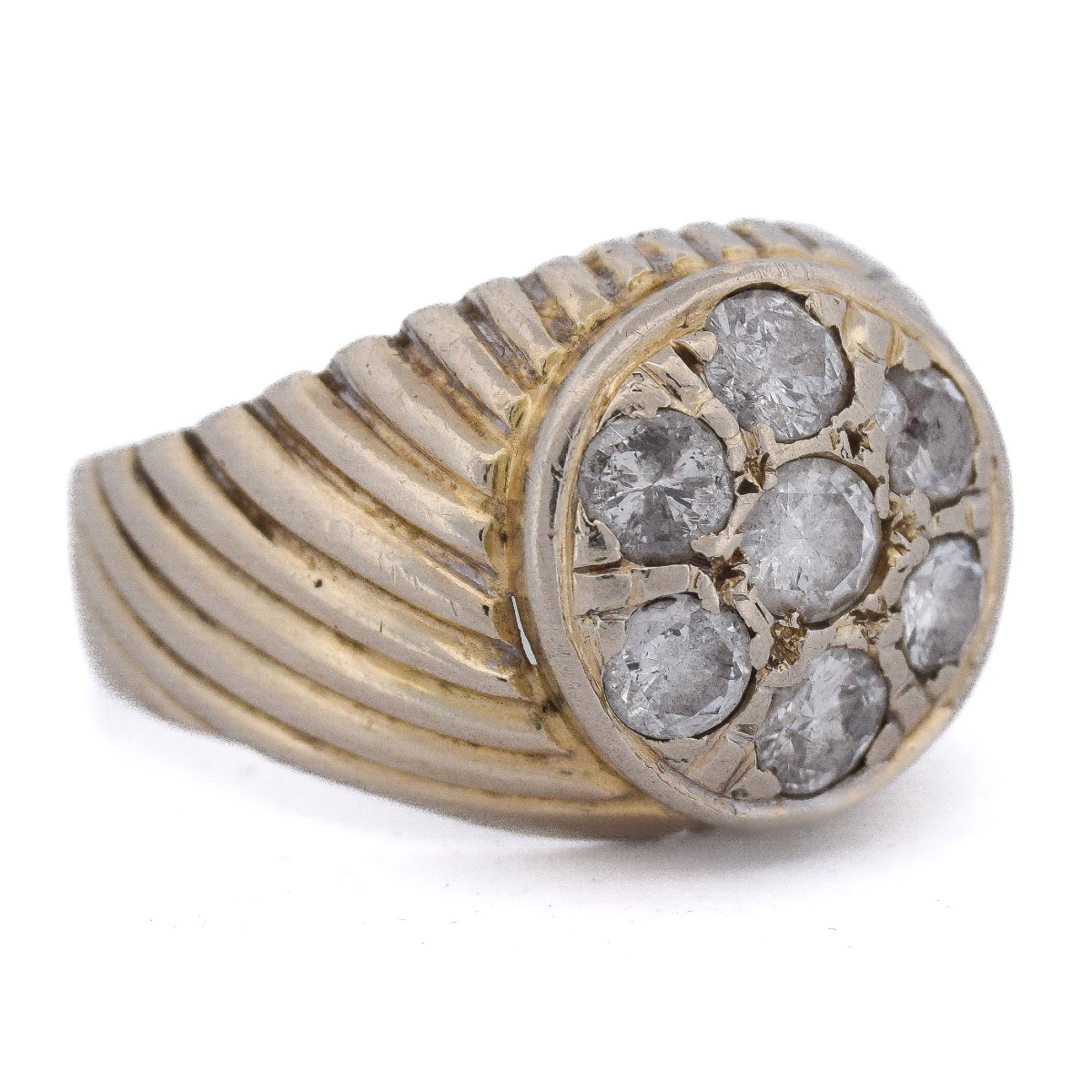 Vintage Diamond Cluster Ring In 18k Gold – Bold Floral Design       An326 (00719)-photo-1