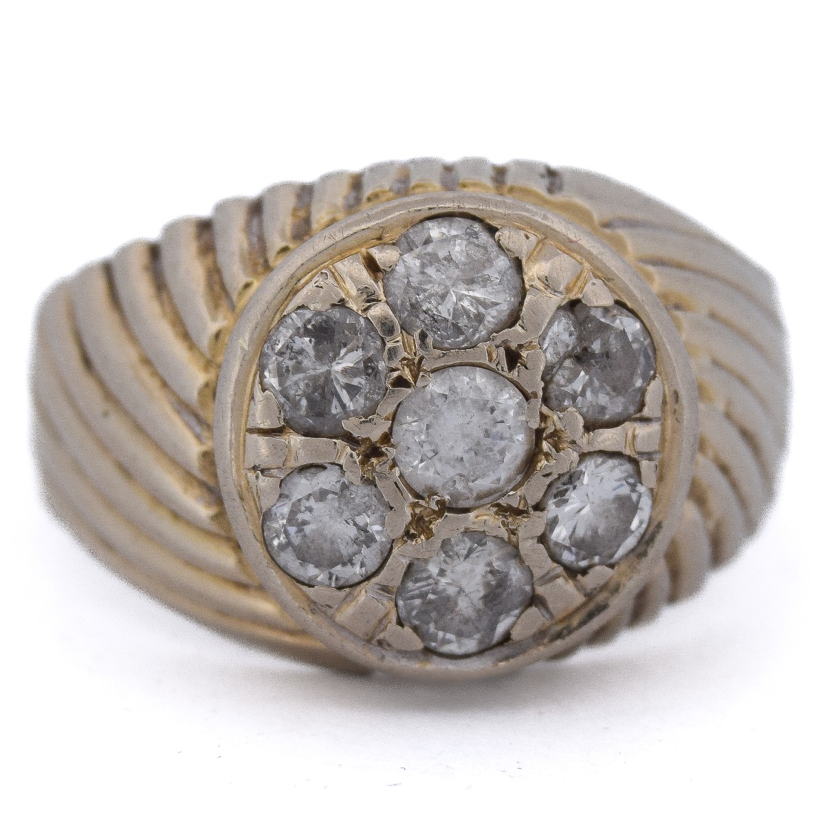Vintage Diamond Cluster Ring In 18k Gold – Bold Floral Design       An326 (00719)