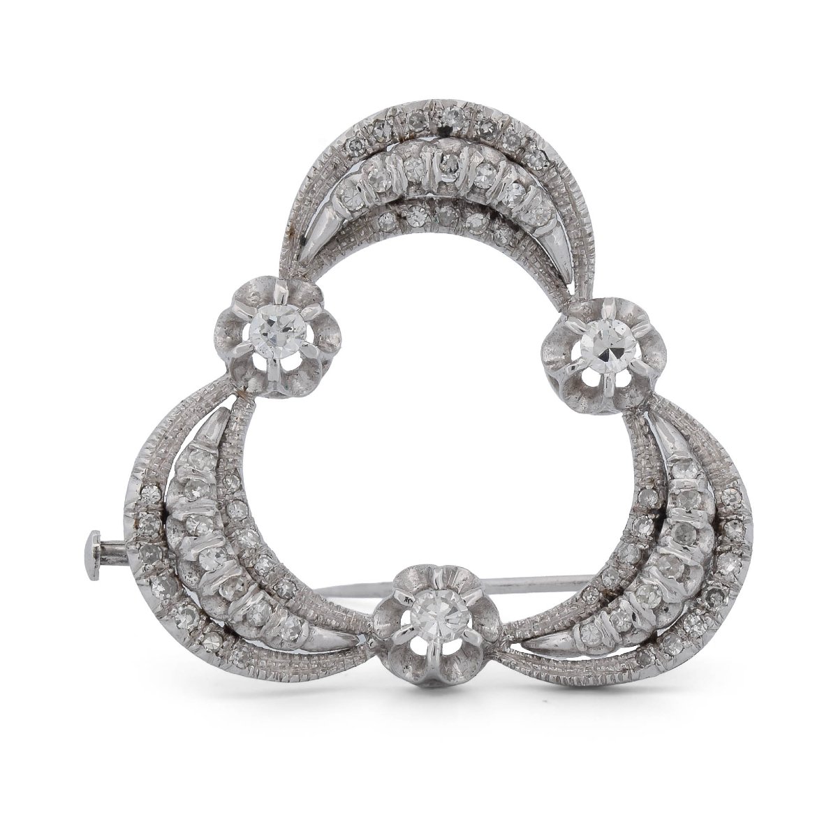 Vintage 18k White Gold Diamond Brooch – 1.5 Carat Diamonds   Sp11 116-31 (05719)