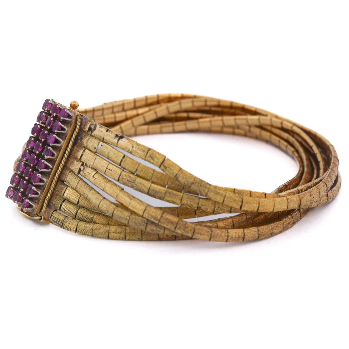 Bracelet en Or 18 Carats et Rubis – Bracelet Vintage     BR15 114-20 (04949)-photo-6