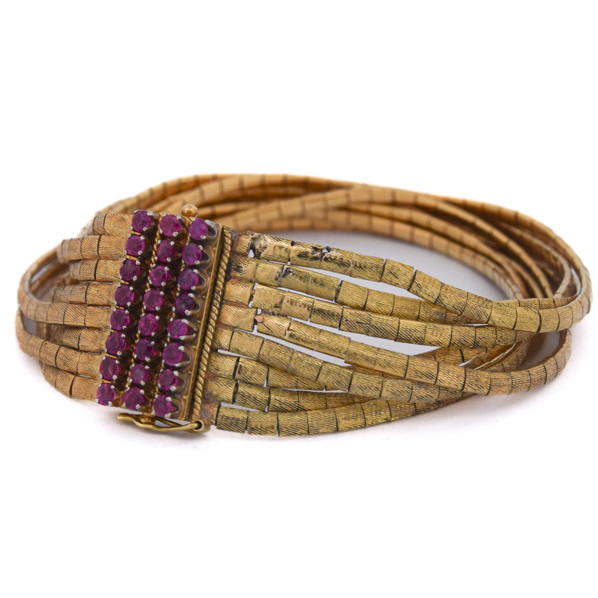 Bracelet en Or 18 Carats et Rubis – Bracelet Vintage     BR15 114-20 (04949)-photo-7