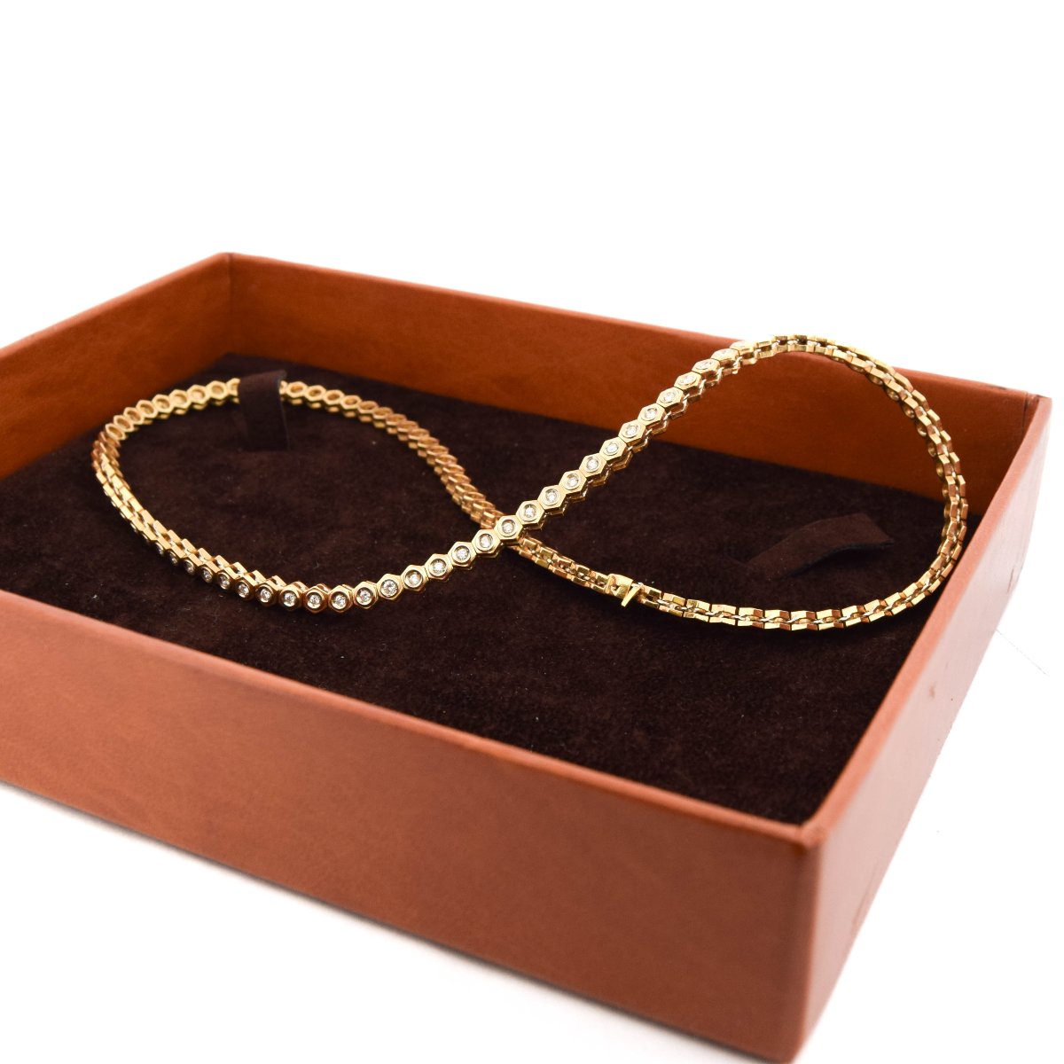 Vintage 18k Gold Diamond Necklace     Cl108 (00249)-photo-2