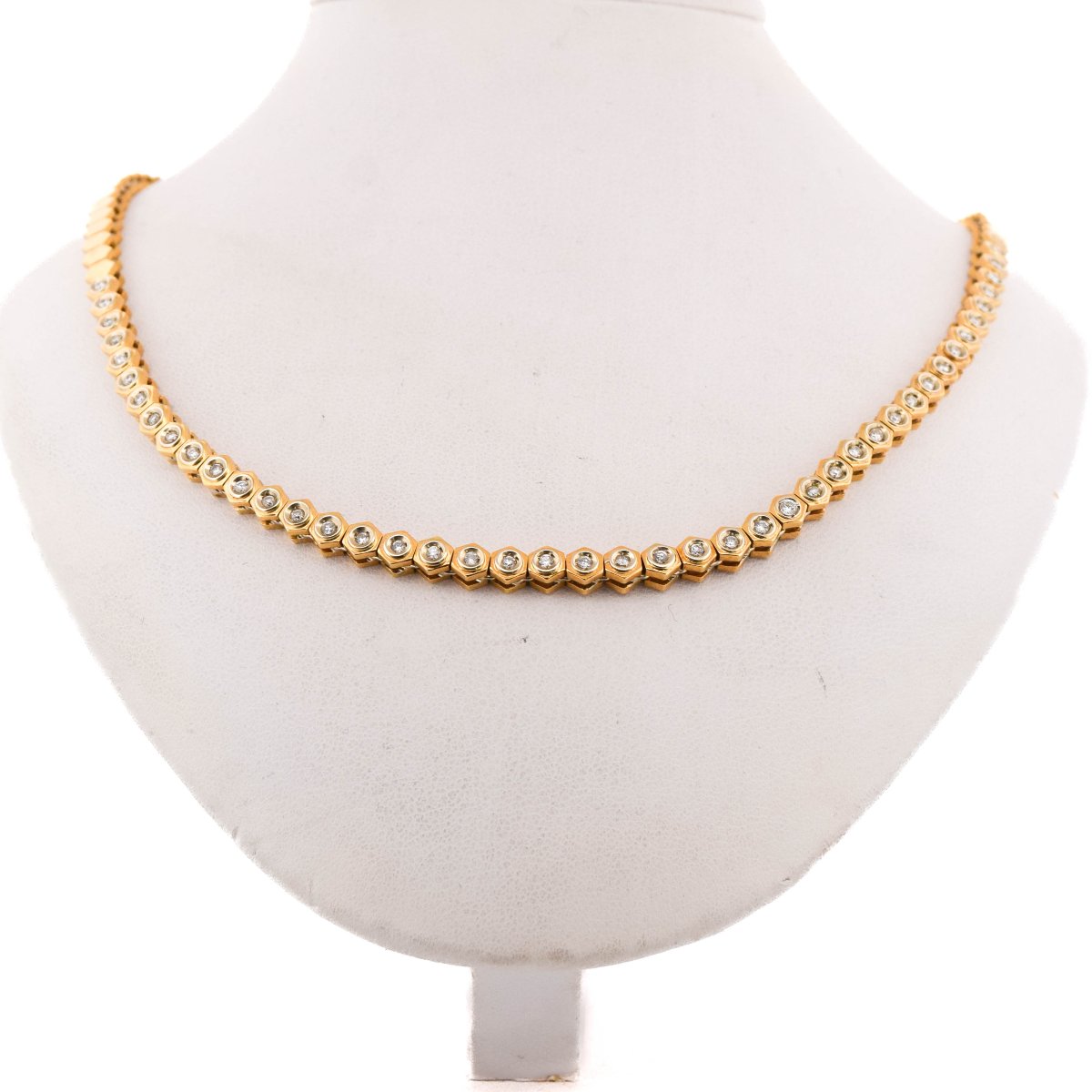 Vintage 18k Gold Diamond Necklace     Cl108 (00249)-photo-3