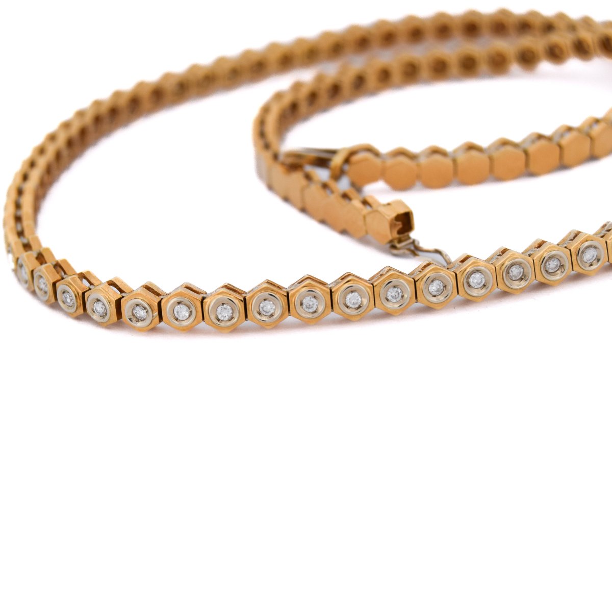 Vintage 18k Gold Diamond Necklace     Cl108 (00249)-photo-2