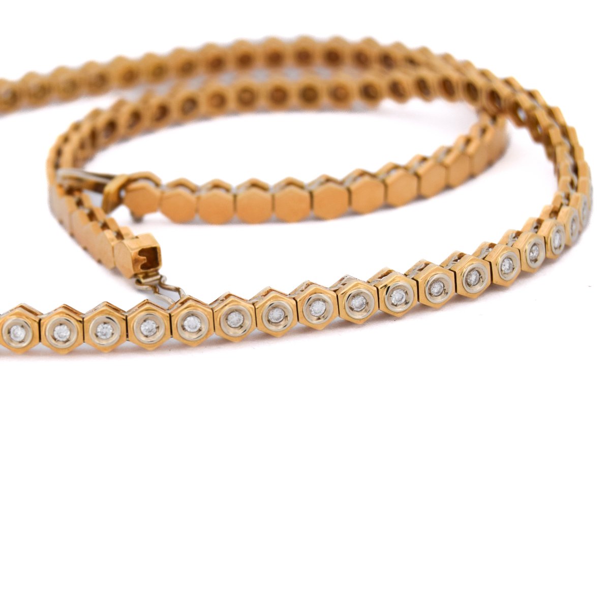 Vintage 18k Gold Diamond Necklace     Cl108 (00249)-photo-4