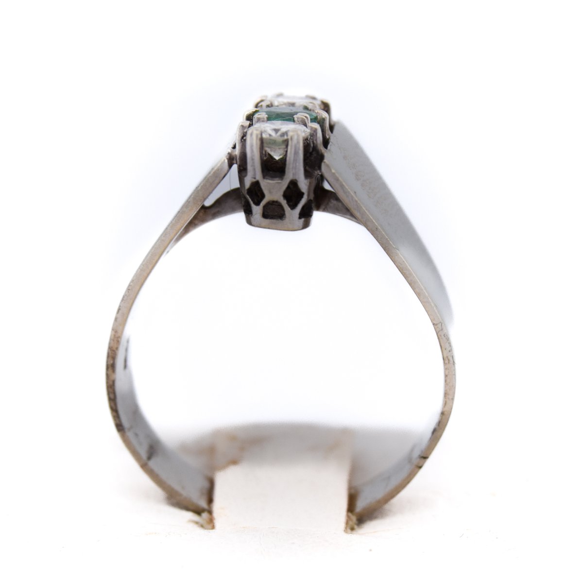 Bague Vintage en Or 18 Carats, Émeraude et Diamants-photo-1