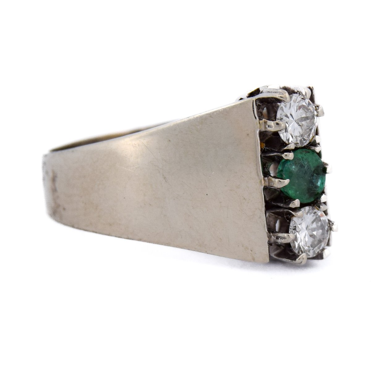 Bague Vintage en Or 18 Carats, Émeraude et Diamants-photo-5