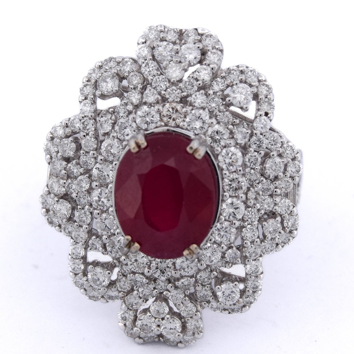 Bague contemporaine en or 18k rubis et diamants       AN65 (00239)-photo-4