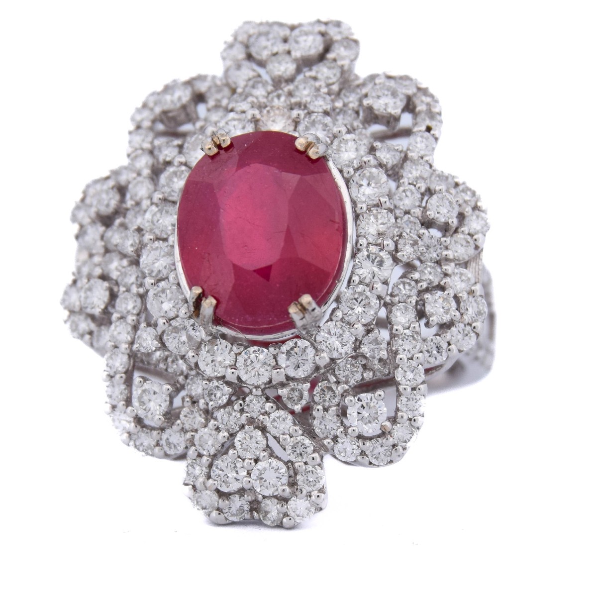 Bague contemporaine en or 18k rubis et diamants       AN65 (00239)