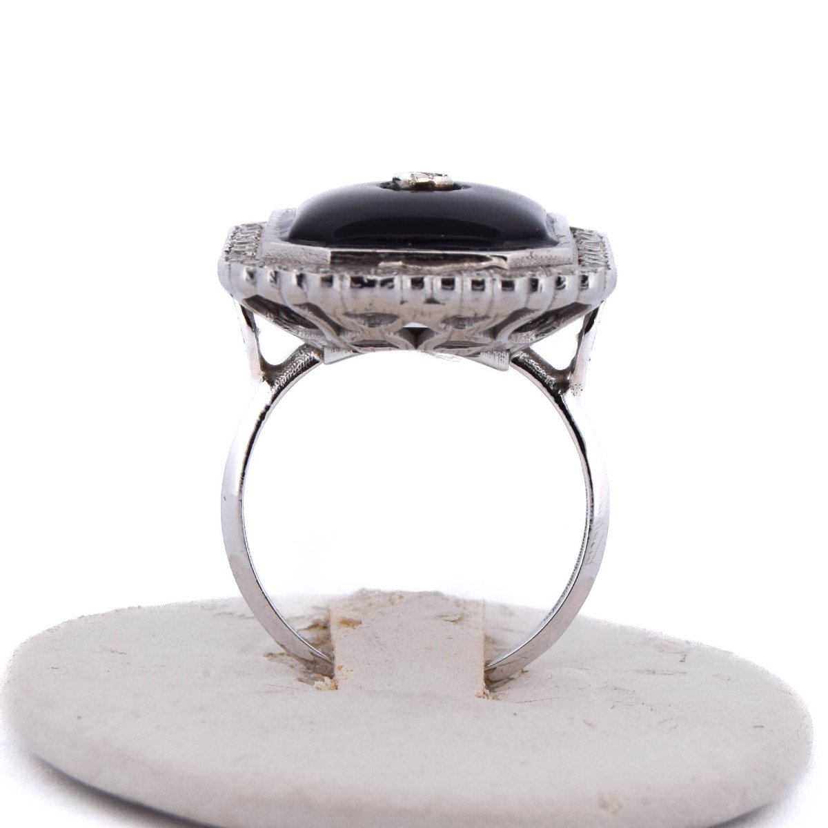 Bague or 18k onyx et diamants      AN48 (00519)-photo-2