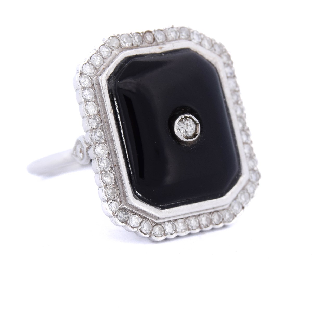 Bague or 18k onyx et diamants      AN48 (00519)