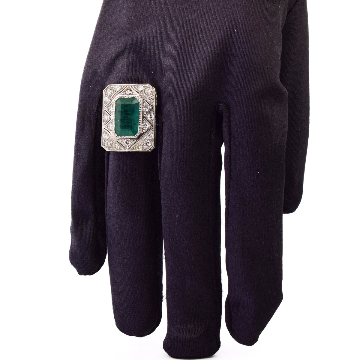 Platinum 950 Emerald And Diamond Ring    An285 (00029)-photo-2