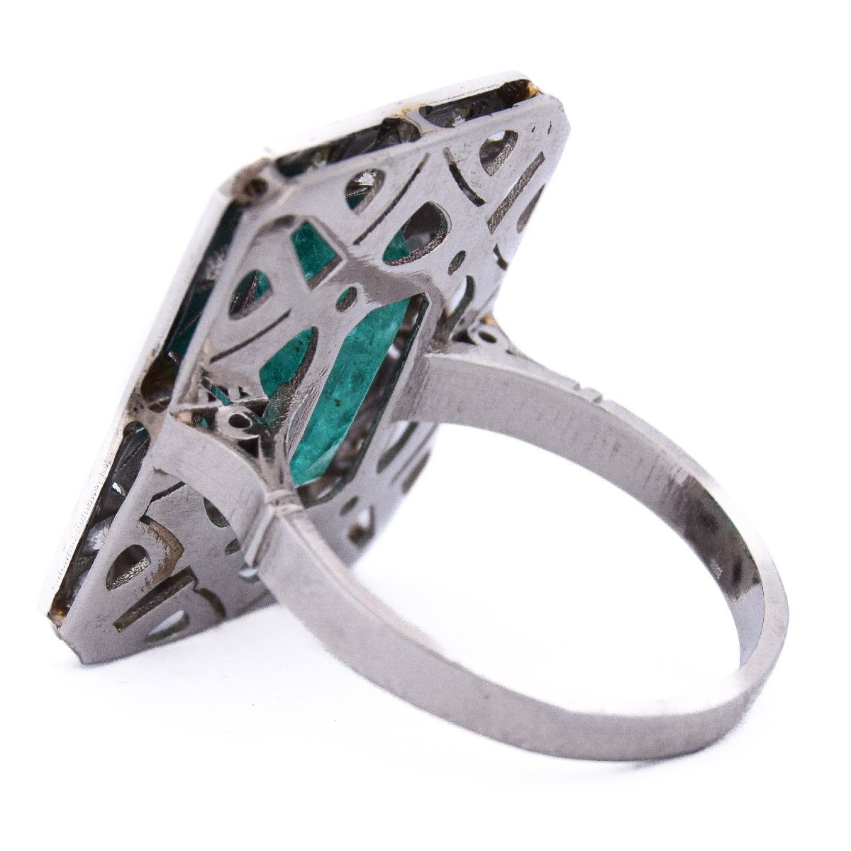 Platinum 950 Emerald And Diamond Ring    An285 (00029)-photo-6