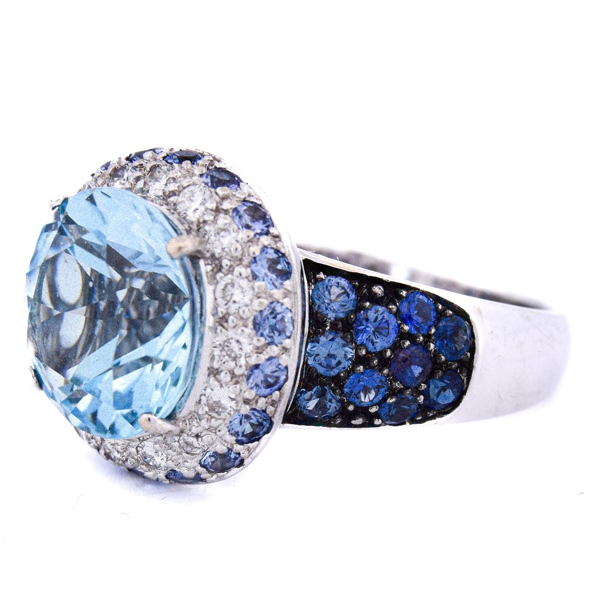 18k Gold Topaz Sapphire Diamond Ring   An421 (00619)-photo-2