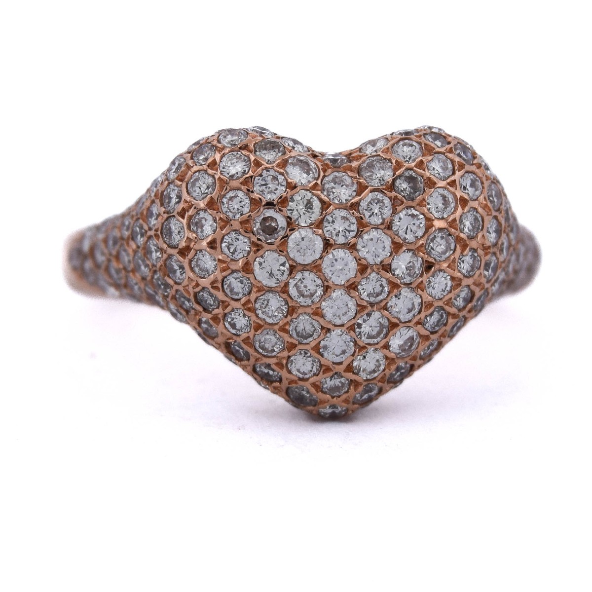 Rose Gold Diamond Heart Ring   An52 (0099)