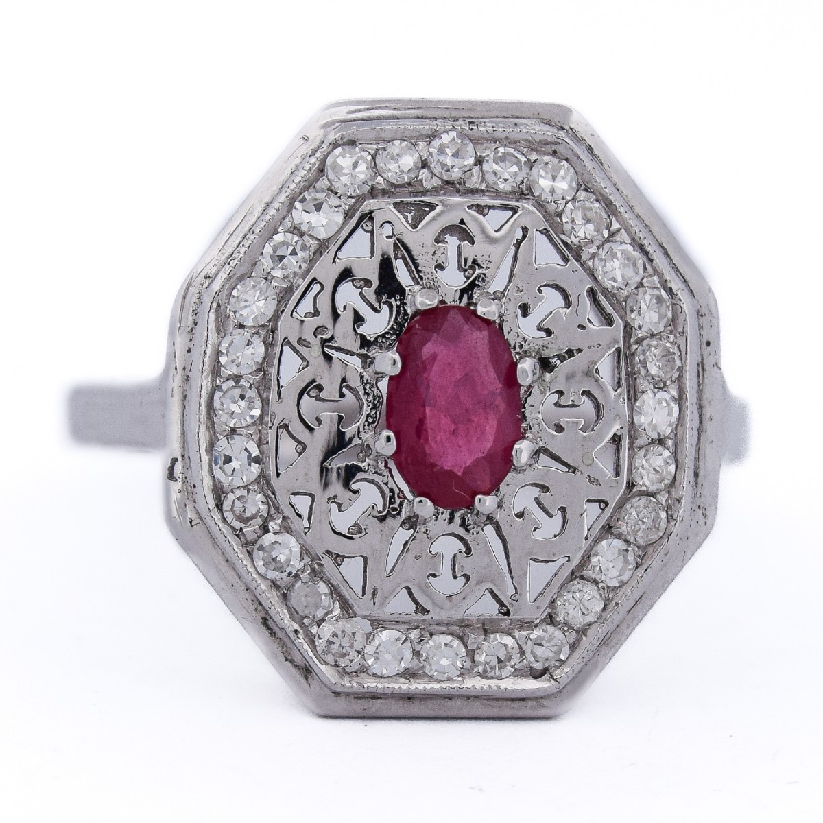 Art Deco Ruby Diamond Ring  An111 (0079)
